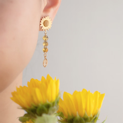 vintage sunflower ヴィンテージパーツの向日葵耳飾り 4枚目の画像