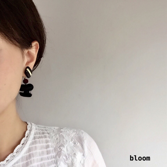 Victoria -Noir- 14kgf 2way pierces or earlings 第3張的照片