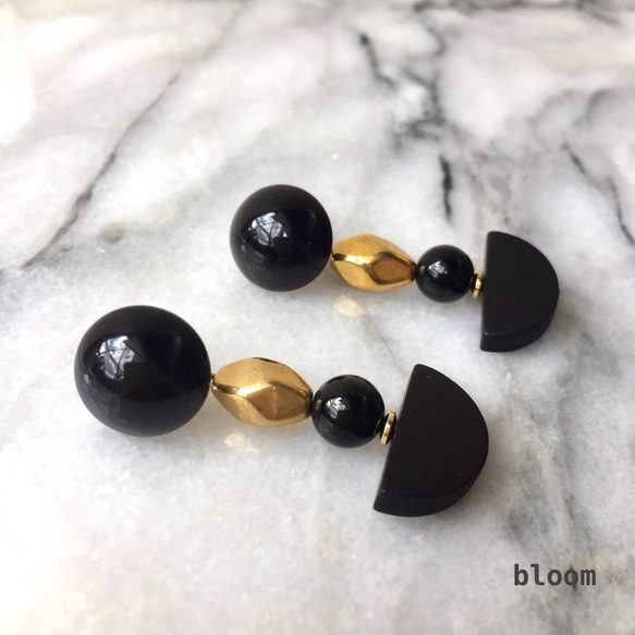 Noah (onyx) 14kgf 2way pierces or earlings 第1張的照片