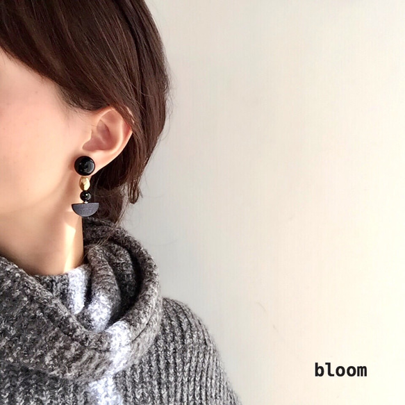 Noah (onyx) 14kgf 2way pierces or earlings 第4張的照片