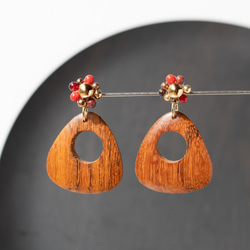 Rondo 復古珠子和木質部件 14kgf 2way 耳環 第1張的照片