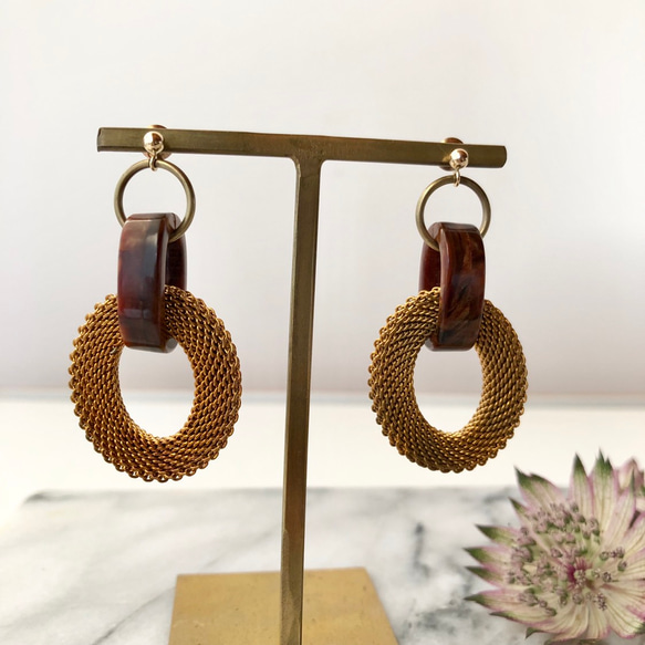 null - brown   (14kgf pierces or earrings) 第3張的照片