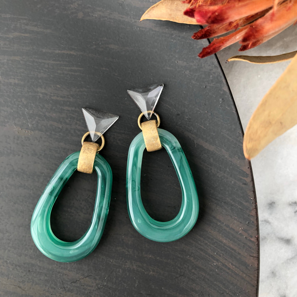 jade 14kgf 2way pierces or earrings 第1張的照片