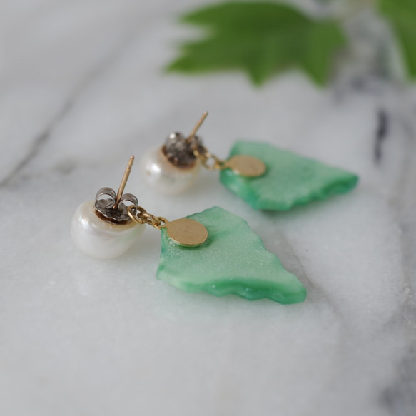 mint leaves 14kgf pierces or earrings 第5張的照片