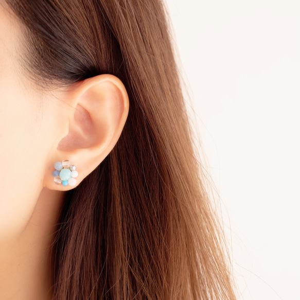 rhythm 【aqua】　14kgf 2way pierces or earrings 第6張的照片