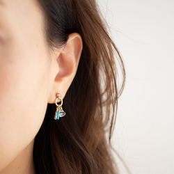 Sleeping Beauty Turquoise & quartz 14kgf pierces or earrings 第3張的照片