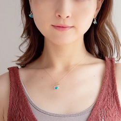 Sleeping Beauty Turquoise & quartz 14kgf pierces or earrings 第5張的照片