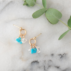 Sleeping Beauty Turquoise & quartz 14kgf pierces or earrings 第6張的照片