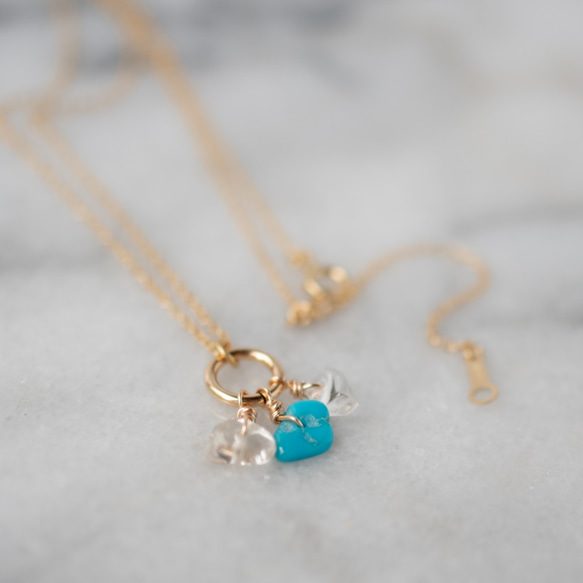 Sleeping Beauty Turquoise & quartz 14kgf necklace 第3張的照片