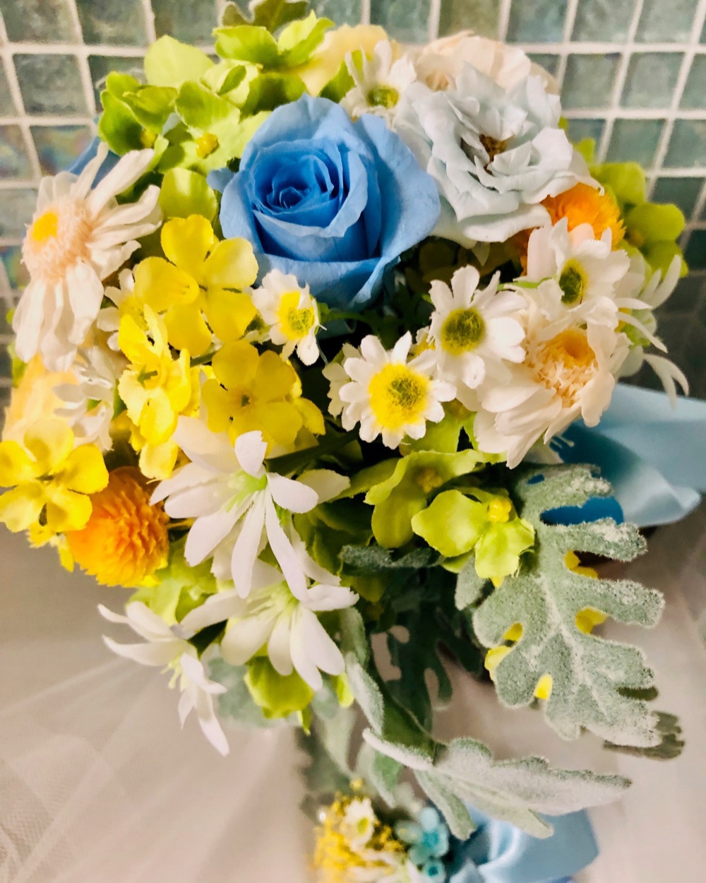 ウェデイングブーケ　サムシングブルー　BLUE & YELLOW