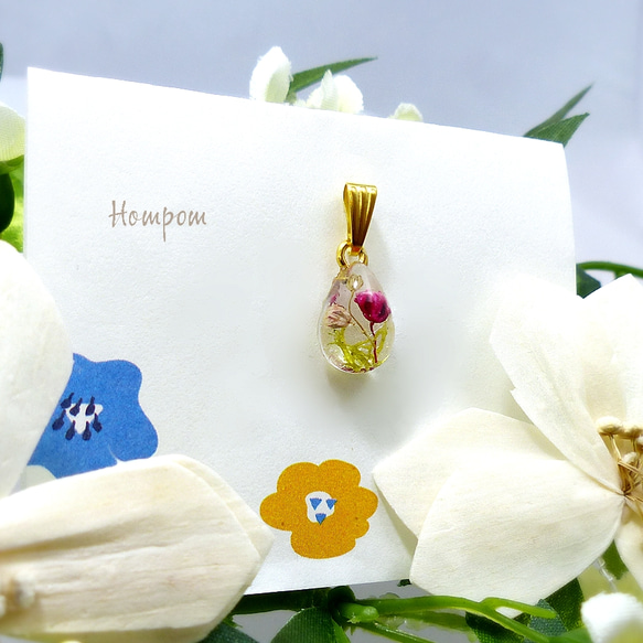 小さなお花のペンダントヘッド　ホムポム 3枚目の画像