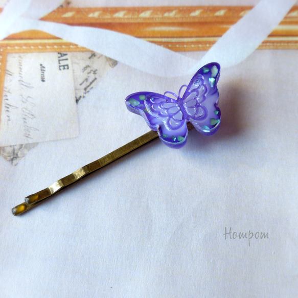 20h001蝶のヘアピン ホムポム 6枚目の画像