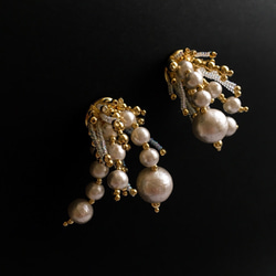 E-23 pierce/earring(gold×clear) 3枚目の画像