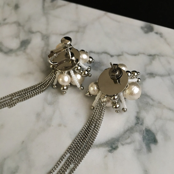 E-24 pierce/earring(silver×white) 5枚目の画像