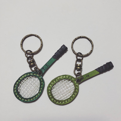 受注製作□記念に□バドミントンラケット□キーホルダー□レザー□名