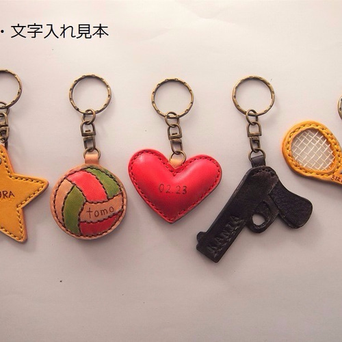 受注製作□記念に□テニスラケット□キーホルダー□レザー□名