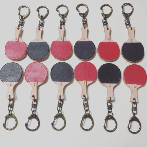 受注製作□記念に□卓球ラケットA□シェーク□キーホルダー□レザー