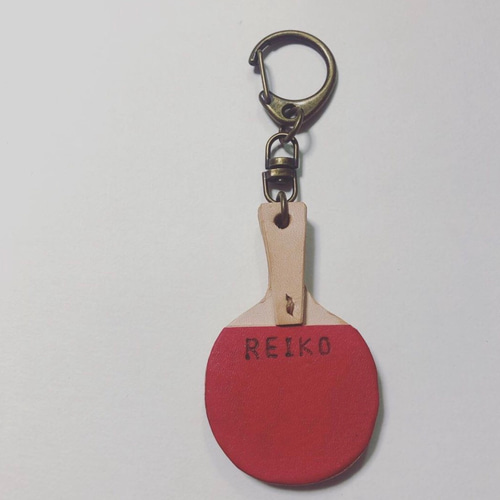 受注製作□記念に□卓球ラケットA□シェーク□キーホルダー□レザー