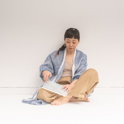 ナツの服　　Ciel リネンガウン　ブルー  （受注製作 4月中旬〜5月上旬お届け） 1枚目の画像