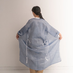 ナツの服　　Ciel リネンガウン　ブルー  （受注製作 4月中旬〜5月上旬お届け） 5枚目の画像