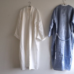ナツの服　　Ciel リネンガウン　ブルー  （受注製作 4月中旬〜5月上旬お届け） 8枚目の画像