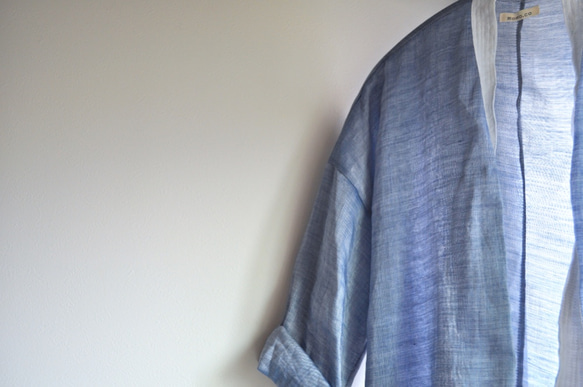 ナツの服　　Ciel リネンガウン　ブルー  （受注製作 4月中旬〜5月上旬お届け） 9枚目の画像