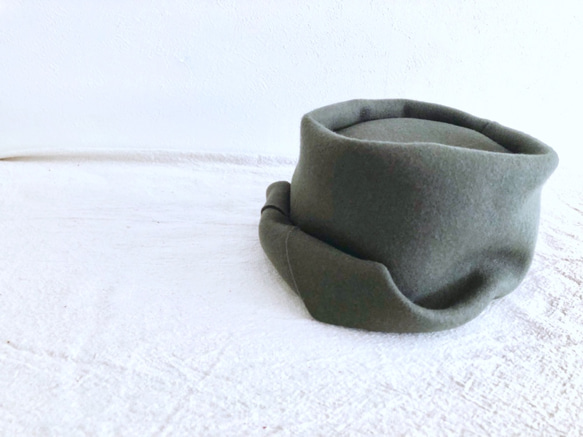 "bien" ウール帽　カーキ（2018.新色）　（受注商品） 4枚目の画像