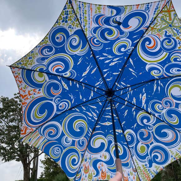 【あおぞら】雨の日が楽しみになる傘◆手染め手組み、世界にひとつだけの傘 4枚目の画像