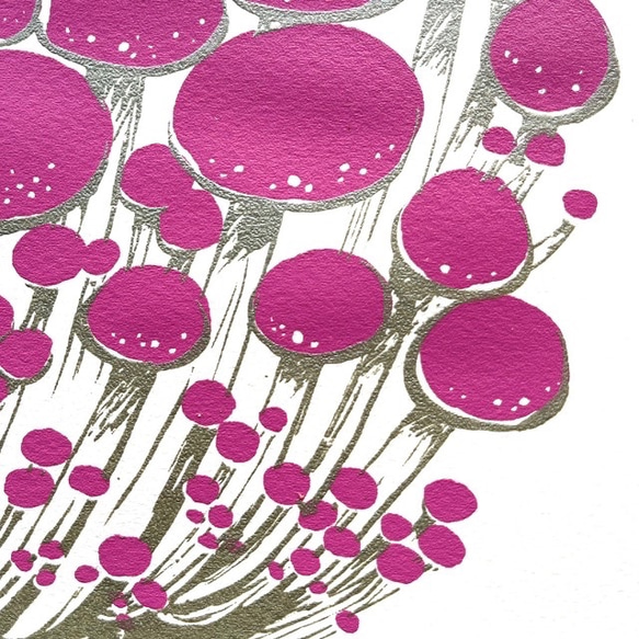 【シルクスクリーン】季節を感じるポスターカレンダー（11月分 "しめじ"）【手刷り】 3枚目の画像