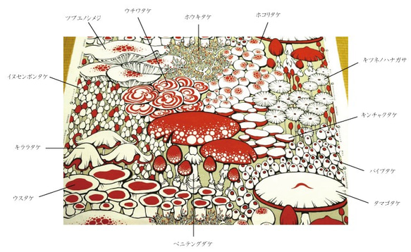 【再販】生地　「きのこ」テキスタイル 5枚目の画像
