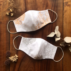 ミツトリヒトギの『手ぬぐいマスク』◆生地３重・立体◆オトナ用コドモ用あります 1枚目の画像