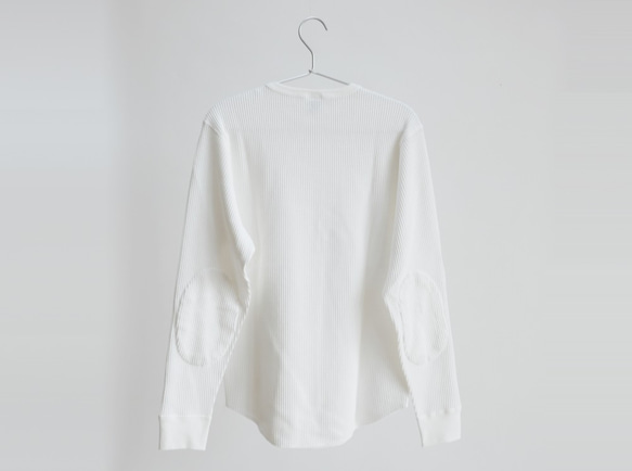 エルボーパッチ・ワッフル・ロングスリーブTシャツ（ホワイト） 3枚目の画像