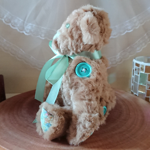 テディベア 【天然石アベンチュリン】ハンドメイド ぬいぐるみ かなみ