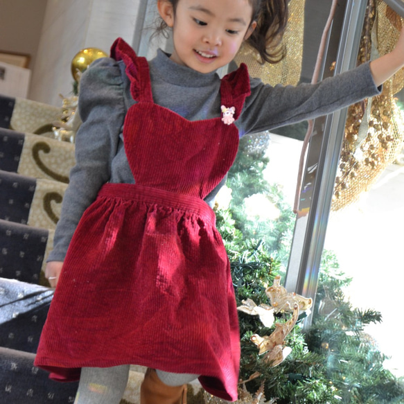 エプロンみたいなハートのワンピース -fairy 赤ずきん（赤）- 子供服