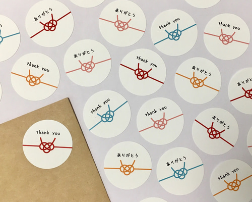 【長□】✱サンキューシール  ✱名入れ ✱御礼 ✱ハート水引 ✱65枚 1_73834a6c1292fc3d1e892b129ae9