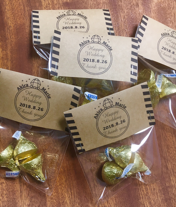 名入れ♡ウェディング クラフトリングのヘッドトッパーラッピング 24枚  