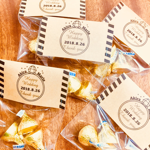 名入れ♡ウェディング クラフトリングのヘッドトッパーラッピング 24枚  