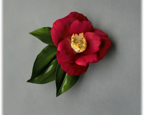 椿の2WAY赤 コサージュ つるちゃんの深雪アートフラワー 通販
