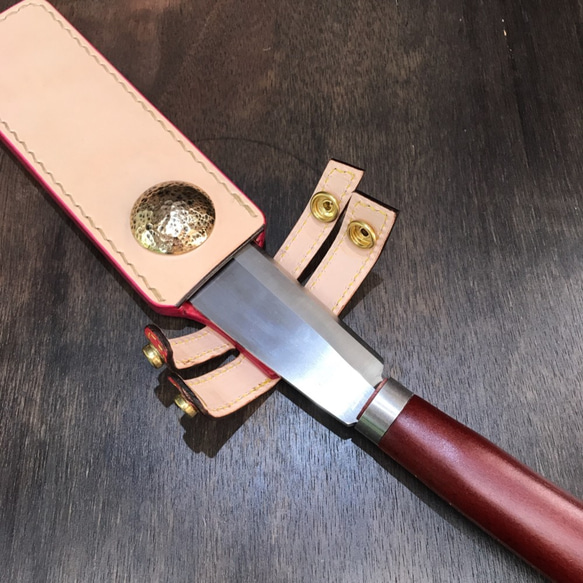 受注製作　鉈　ナイフ　斧　包丁他　シース　ケース　カバー　手縫い　真鍮コンチョ仕様可能　（画像：ナタ用　参考品） 2枚目の画像