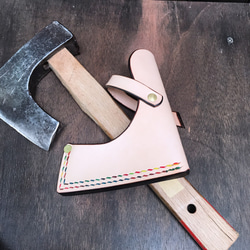 受注製作　鉈　ナイフ　斧　包丁他　シース　ケース　カバー　手縫い　真鍮コンチョ仕様可能　（画像：ナタ用　参考品） 4枚目の画像