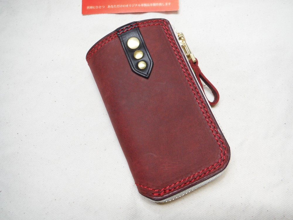 Ｌ字ファスナー　キーケース　ボルドー