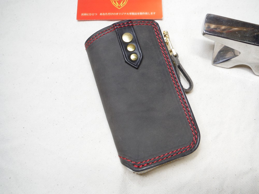 Ｌ字ファスナー　キーケース　グレー