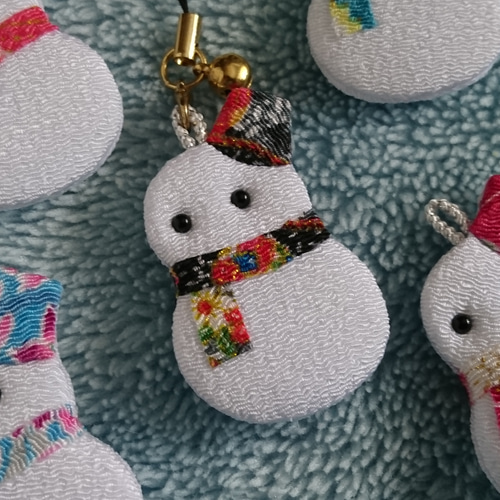 ゆきだるま(⌒‐⌒) 鈴付【根付け ストラップ】 キーホルダー Mint