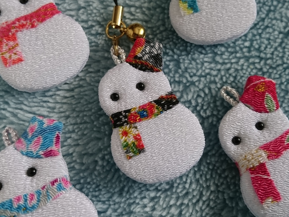 ゆきだるま(⌒‐⌒) 鈴付【根付け ストラップ】 キーホルダー Mint