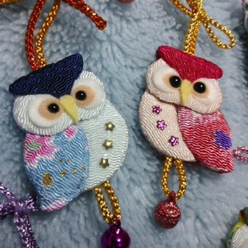 幸せのフクロウ♪ Ⅰ 鈴付 【根付け ストラップ】 キーホルダー Mint