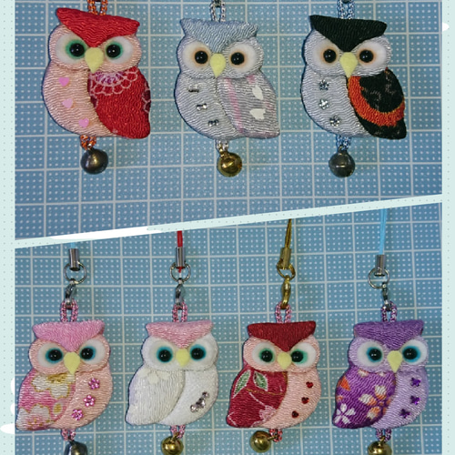 幸せのフクロウ♪ Ⅰ 鈴付 【根付け ストラップ】 キーホルダー Mint