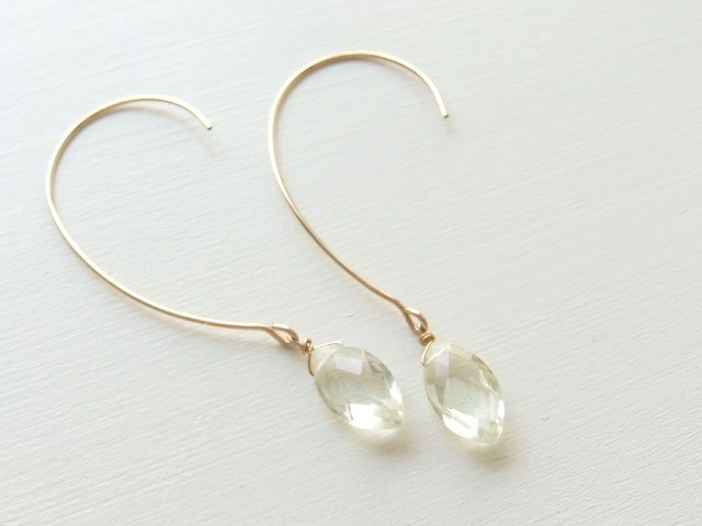レモンクォーツのシンプルシックピアス(14kgf)