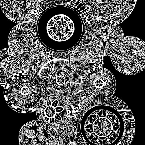 抽象画 花 白黒反転 A4 絵画 ヒロシ・ド・クレヨン 通販 1595373