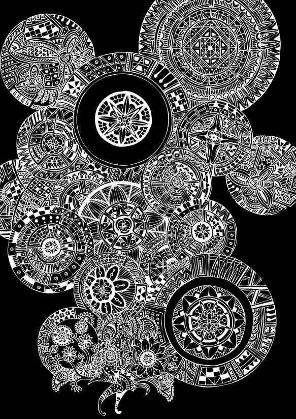 抽象画 花 白黒反転 A4 絵画 ヒロシ・ド・クレヨン 通販 1595373 抽象画 花 白黒反転 A4 絵画 ヒロシ・ド・クレヨン 通販 1595373