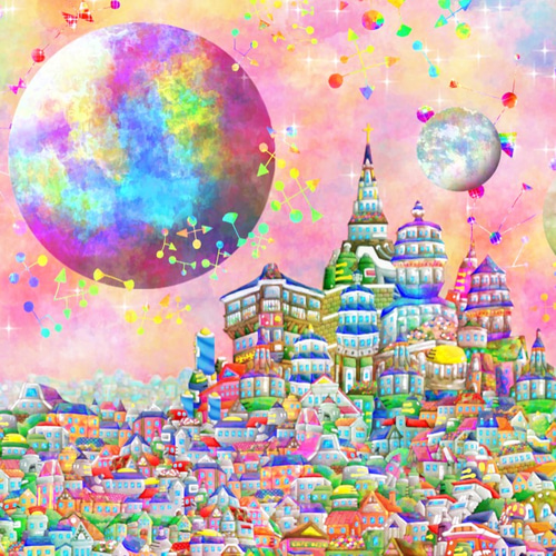 受注制作 星降る夜の街 絵画 むらいさき 通販 16022261｜Creema